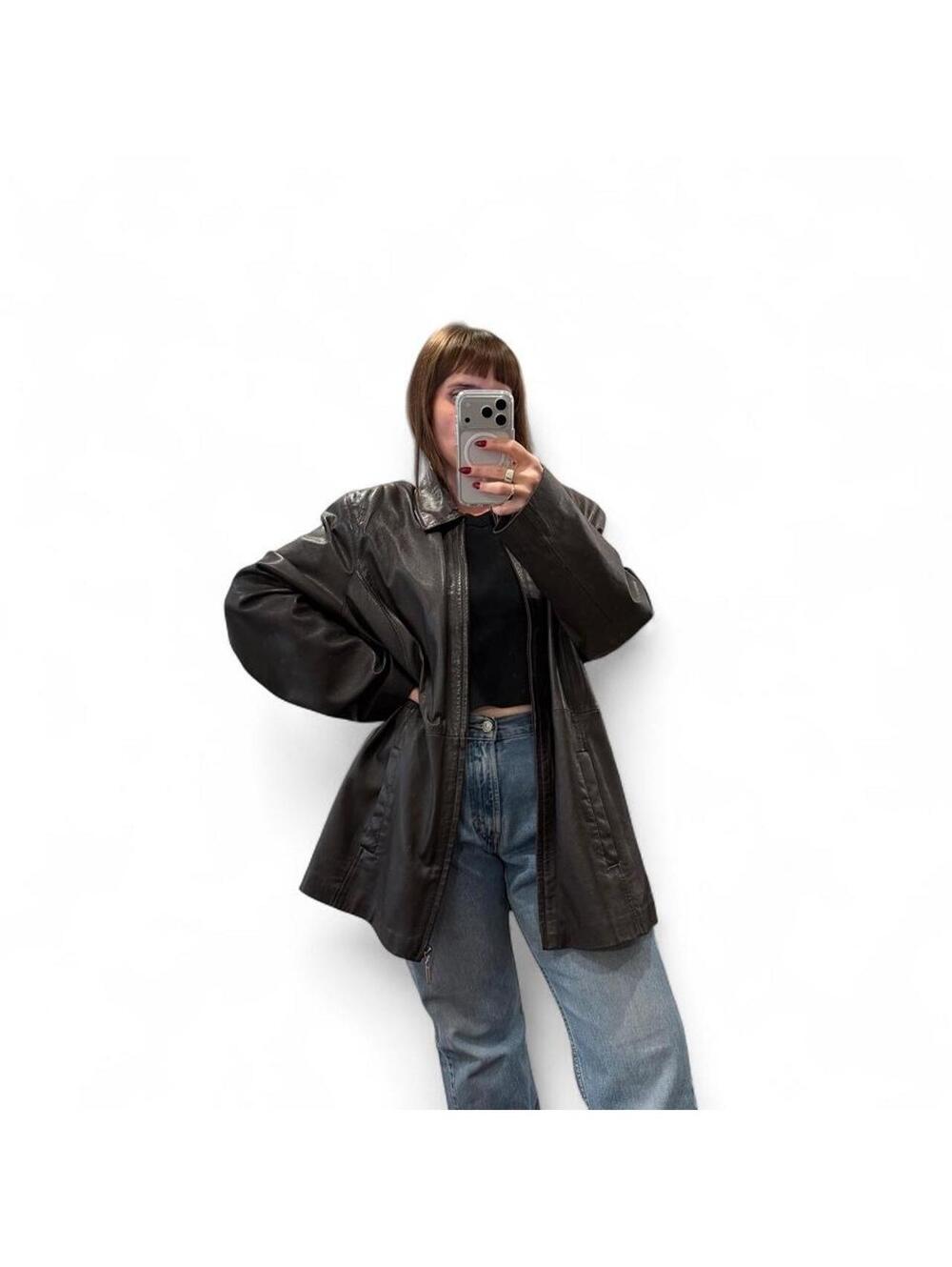 Vintage Style & Co. Brown Leather Car Coat